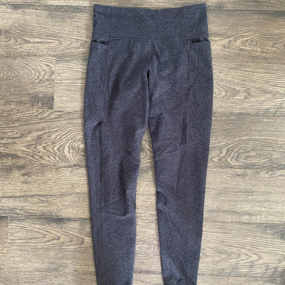 JoyLab Heathered Dark Gray Leggings with Side Pockets Athleisure Yoga Pilates